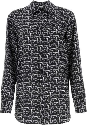 Burberry Womens Printed Silk Shirt - Black - Size EU 32 (Womens)