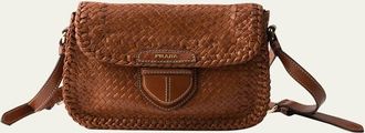 Prada Madras Woven Leather Crossbody Bag