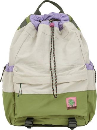 Generic Multifunctional Travel Backpack, 15L Nylon Laptop Daypack, Two-Tone Green and Beige, with Interior Dividers, Drawstring Closure, 43x31x14cm, for Schoo