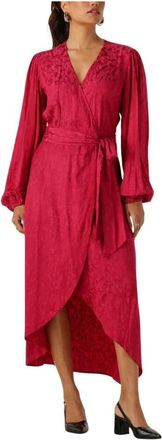 Freebird by Steven Blossom Midi Jurk - Dames - Wikkelkleedje - Rood - S - Kleedjes
