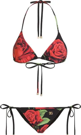 Dolce & Gabbana driehoekige bikiniset met rozenprint