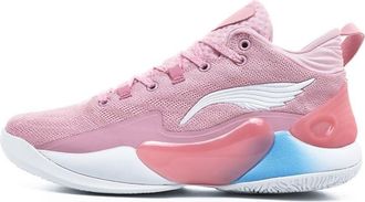 Generic Unisex Basketball Shoes High Cut Breathable Cushioned Rebounding Wear-Resistant Slip Sports Training Boots Walking Shoes(Pink,5.5 UK)