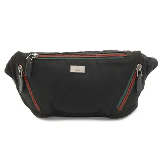 Gucci Sherry Line Black Nylon Canvas Leather Pouch Sling Bag (Pre-Owned)
