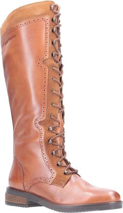 Hush Puppies Womens Rudy Zip Up Leather Lace Up Lange Laarzen