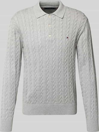 Tommy Hilfiger Regular Fit Strickpullover aus reiner Baumwolle in Hellgrau Melange, Größe XXL