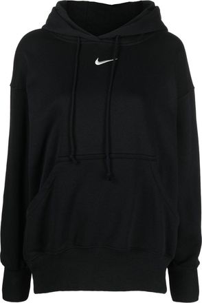Nike embroidered-logo cotton hoodie - women - Cotton/Cotton/Polyester - M - Black