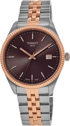 Tissot Ballade Quartz Brown Dial Two-Tone Rose Gold PVD Steel Mens Watch T156.410.22.291.01
