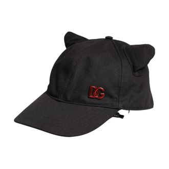Dolce & Gabbana Cotton Logo Patch Baseball Cap Hat - Heren - Petten - Zwart - ONE Size - Katoen - Accessoires