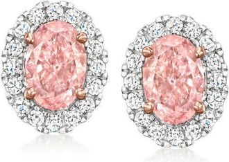 Grown Brilliance 2.50 Carat Halo Oval Cut Lab Grown Diamond Stud Earrings in 14K White Gold, VS1 Clarity, Gift Box Included