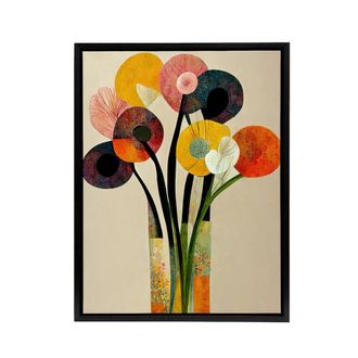 Artery8 Abstract Flower Bouquet in Vase Floral Framed Canvas Wall Art Print | Size: W24 x H32