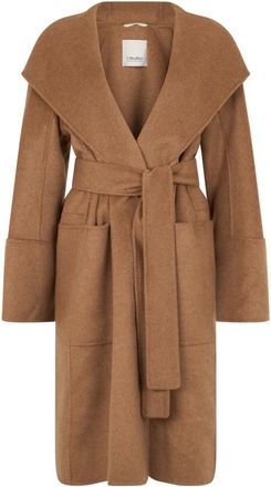 Max Mara Mantel met ceintuur - Dames - Mantels - Bruin - Maat: M Wol