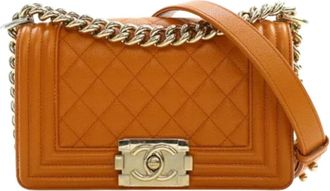 Chanel Pre-owned Leather chanel-bags - Dames - Vintage Schoudertas - Oranje - ONE Size - Vintage