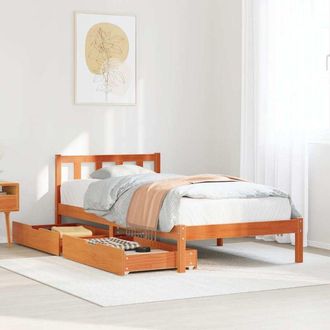 vidaXL Estructura De Cama Sin Colch&oacute;n Madera De Pino Marr&oacute;n 90x200 Cm Vidaxl