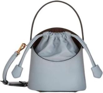 Etro Kleine Saturno leren bucket bag - Dames - Schoudertassen - Blauw - ONE Size - Katoen - Tassen