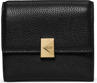 Kate Spade New York deco small pebbled leather flat wallet in Black at Nordstrom