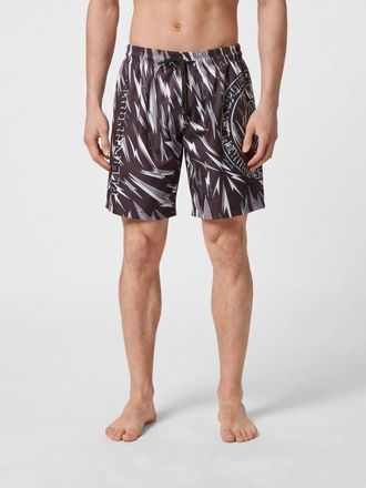 Plein Sport Shorts da mare in poliestere con stampa grafica e logo a contrasto
