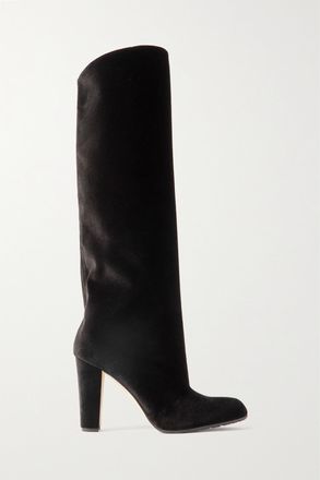Manolo Blahnik Stivali In Velluto Garder 45 - Nero