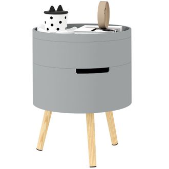 HOMCOM Side Coffee Table End Desk Night Stand w/ Detachable Tray - Grey | TJ Hughes