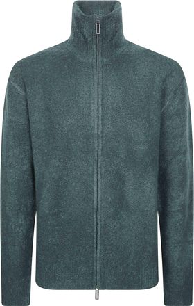 Paolo Pecora Textured High Collar Zip-Through Knit