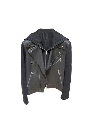 Neil Barrett leather & neoprene hooded biker jacket Size L