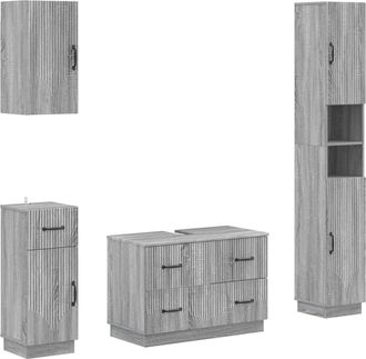 vidaXL Juego De Armarios De Ba&ntilde;o De 4 Piezas Hoorn Sonoma Gris Vidaxl
