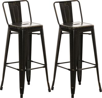 Clp Juego De 2 Taburetes De Bar Mason Negro-dorado