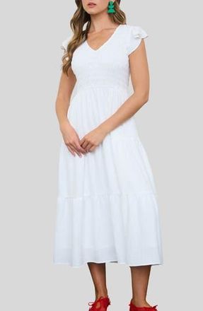 Blu Pepper Smocked Maxi Dress in White at Nordstrom Rack, Size Medium