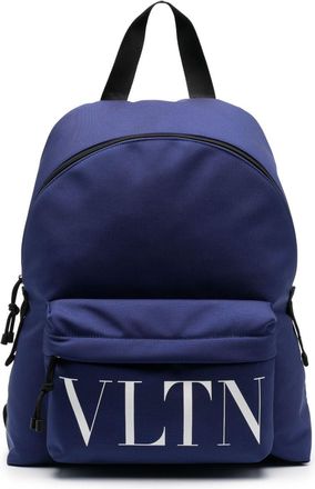 Valentino Garavani logo-print backpack - men - Artificial Fur - One Size - Blue