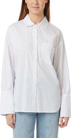 Habitual Oversize Stripe Poplin Button-Up Shirt in Bright White Stripe at Nordstrom Rack, Size X-Large