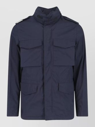 Aspesi high collar jacket epaulettes front flap pockets