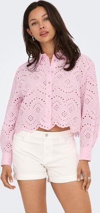 Only Langarmbluse ONLY ONLVALAIS L/S SHIRT WVN NOOS, Damen, Gr. XS, pink lady, Web, Obermaterial: 100% Baumwolle, unifarben, loose fit taillenlang, Blusen 