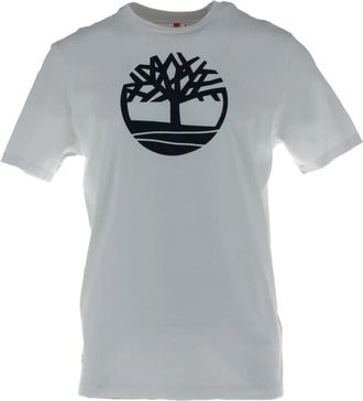 Timberland Bedrukte T-shirt met Ronde Hals en Korte Mouwen - Heren - T-shirts - Wit - S - Katoen - Tops