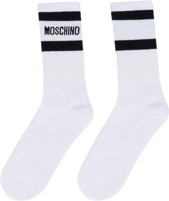 Moschino Terry Sokken met Logo - Heren - Ondergoed - Wit - Maat: ONE Size Katoen
