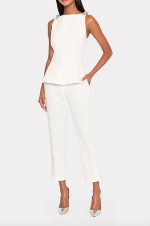 Milly Ruby Cady Crystal Bow Top In Ecru