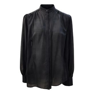 Mars&eacute;m Shirts, female, Black, Size: M Camicia Coreana con Manica a Sbuffo Effetto Organza