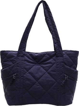 Generic Womens zipper tote bag, lightweight quilted down tote bag, weekender work bag for travel, teacher, nurse (Navy,One Size)