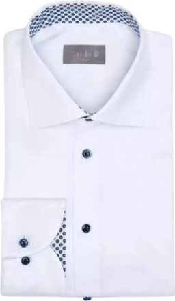 Fakts 9002 Slim Fit Busy Overhemd - Heren - Zakelijke Overhemden - Wit - S - Katoen - Overhemden