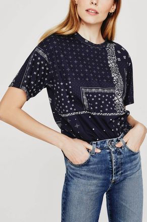 AG - Adriano Goldschmied Karter Ex-Boyfriend Bandana Tee In Deep Navy