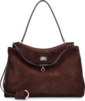 Balenciaga Womens Tote Bag Rodeo Media Brown Suede Calf