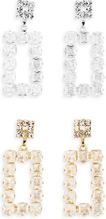 Tasha 2-Pack Square Crystal Drop Earrings in Gold/Silver at Nordstrom Rack