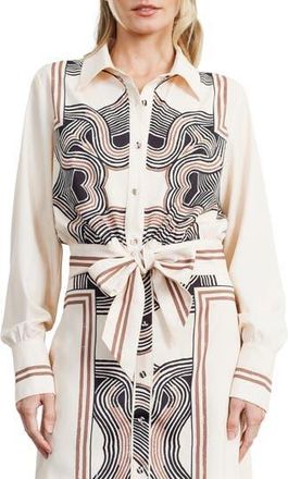 Ciebon Gara Long Sleeve Tie Front Shirt in Cream at Nordstrom Rack, Size X-Small