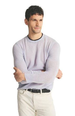 Naadam Lightweight Cashmere Contrast Trim Crewneck Sweater in Ice Blue at Nordstrom, Size Xx-Large