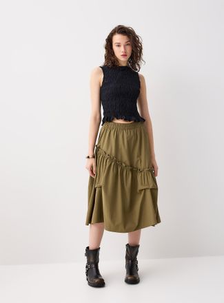 Twik Womens Asymmetrical ruffled midi skirt