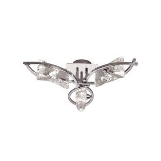 Netlighting Kromo Semi Flush Ceiling 3 Light G9 Polished Chrome in Grey