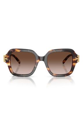 Tory Burch 51mm Square Sunglasses in Wavy Tortoise /Brown Gradient at Nordstrom