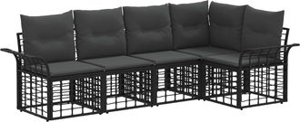 vidaXL Conjunto De Sof&aacute;s De Exterior 5 Uds. Negro Y Gris Oscuro Vidaxl