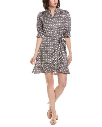 CeCe by Cynthia Steffe Open Collar Ruffle Wrap Dress