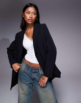 Princess Polly Nessie - Blazer sartoriale oversize nero