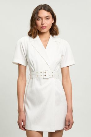 Karen Millen Womens Tailored Belted Blazer mini Dress - White - Size 10 UK