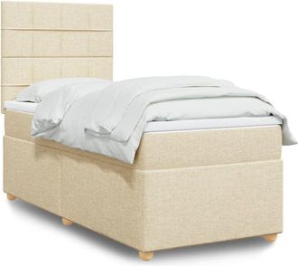 vidaXL Vidaxl - Cama Box Spring Con Colch&oacute;n Tela Color Crema 80x200 Cm